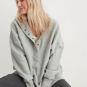 Aerie textured Henley hoodie